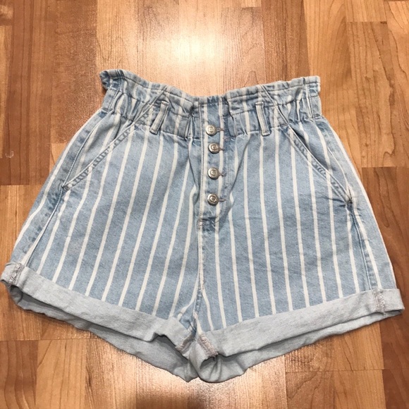 topshop paperbag denim shorts
